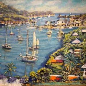 English Harbor, Antigua, painting by Paul Arsenault