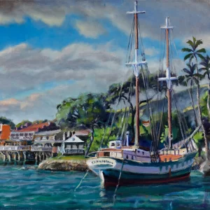Carthaginian II at Lahaina, Maui. Painting by Paul Arsenault
